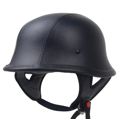 Casque demi-coque rétro en simili cuir – image 3