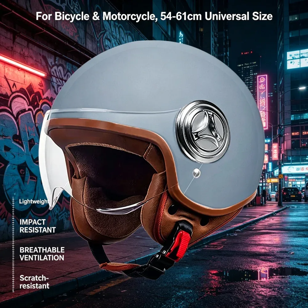 Casque demi-face rétro avec protège-oreilles