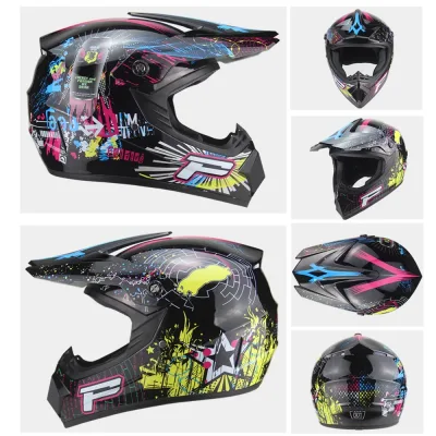 Casque intégral de moto avec lunettes et gants – image 3