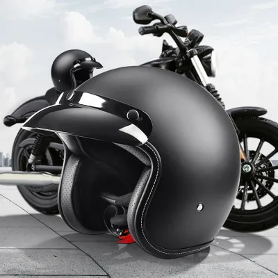 Casque moto rétro 3/4 ouvert à visière amovible – image 3