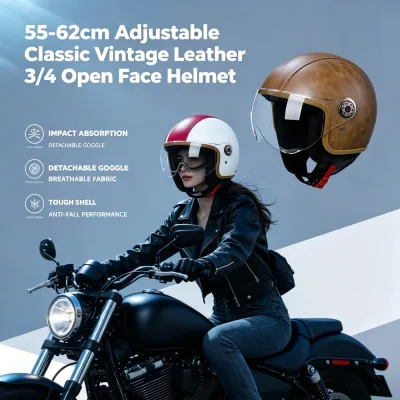 Casque ouvert 3/4 rétro avec visière