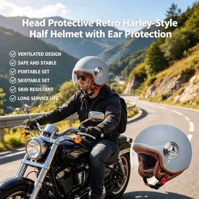 Casque rétro avec protège-oreilles moto et vélo