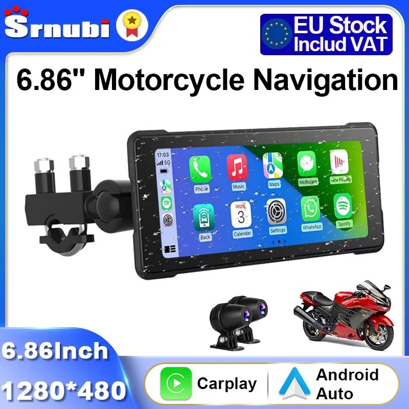 Écran moto 6,86 pouces Carplay Android Auto