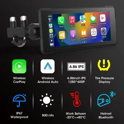 Écran moto 6,86 pouces Carplay Android Auto – image 2
