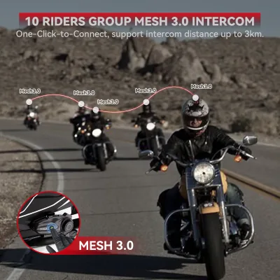 Intercom Bluetooth moto pour casque, 10 motards – image 3